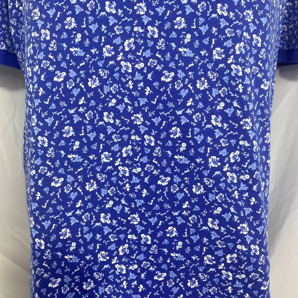 Polo Ralph Lauren Polo Shirt Mens XL Blue White Floral Print Classic Fit Golf